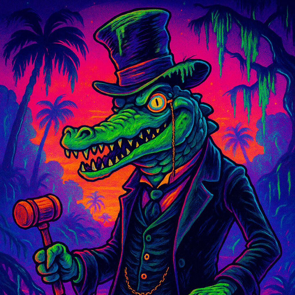 Neon Alligator Cartoon